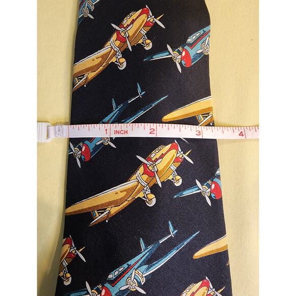 Paul Fredrick Men’s 100% Italian Silk‎ Tie Planes Hand Tailored USA - Picture 4 of 4